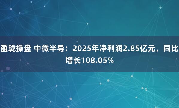 盈珑操盘 中微半导：2025年净利润2.85亿元，同比增长108.05%