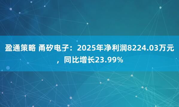 盈通策略 甬矽电子：2025年净利润8224.03万元，同比增长23.99%